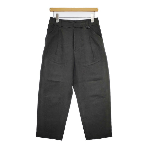 MARGARET HOWELL 578-2143010 LINEN TROUSER チェック柄 日本製 サイズ1 パンツ チャコールグレー レディース マーガレットハウエル【中古】5-0707M△