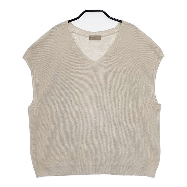 MARGARET HOWELL 578-8162003 TWISTED LINEN COTTON KNIT 定価26400円 ベスト ライトベージュ レディース マーガレットハウエル【中古】5-0707M△