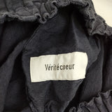 veritecoeur リネン ハカマパンツ 定価24000円 ST-095 ワイドイージーパンツ パンツ ネイビー レディース ヴェリテクール【中古】5-0707M△