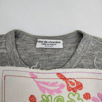 robe de chambre COMME des GARCONS ウール 刺繍 長袖Ｔシャツ カットソー ロンＴ AD2000 グレー レディース ローブドシャンブル コムデギャルソン【中古】5-0921T∞