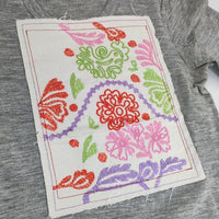 robe de chambre COMME des GARCONS ウール 刺繍 長袖Ｔシャツ カットソー ロンＴ AD2000 グレー レディース ローブドシャンブル コムデギャルソン【中古】5-0921T∞