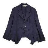 COMME des GARCONS COMME des GARCONS イタリア製 ウールカットオフ ジャケット ネイビー レディース コムデギャルソン/コムコム【中古】5-0921T∞