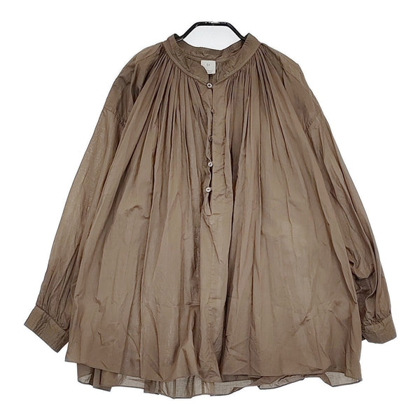 SP エシュペー CHURCH SMOCK BLOUSE SP2221-3L6 定価41800円 ギャザー ブラウス シャツ ブラウン レディース【中古】5-0514M♪