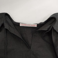 TOWAVASE Bon Voyage blouse 22-0026A リネン プルオーバー ブラウス シャツ ブラック レディース トワヴァーズ【中古】5-0714M∞