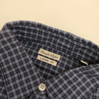 Steven Alan レギュラーカラー LOOSE FIT チェック コットン 長袖シャツ ブルー メンズ スティーブンアラン【中古】5-0714M∞