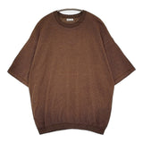 Steven Alan コットンヘンプボーダークルーネックショートスリーブニット LOOSE 定価18150円 ブラウン メンズ スティーブンアラン【中古】5-0704S♪