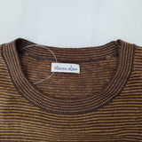 Steven Alan コットンヘンプボーダークルーネックショートスリーブニット LOOSE 定価18150円 ブラウン メンズ スティーブンアラン【中古】5-0704S♪