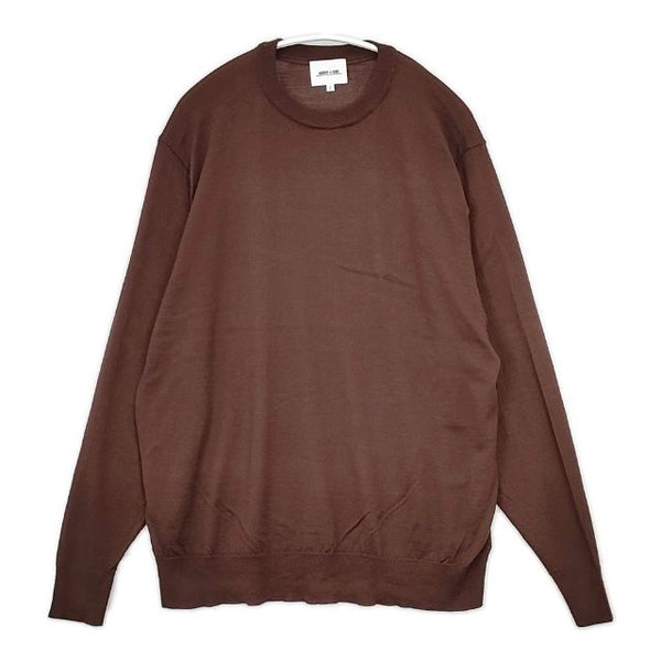 Morris&Sons クルーネックニットプルオーバー 定価19800円 ウール セーター ニット ブラウン レディース モリスアンドサンズ【中古】5-0921T∞