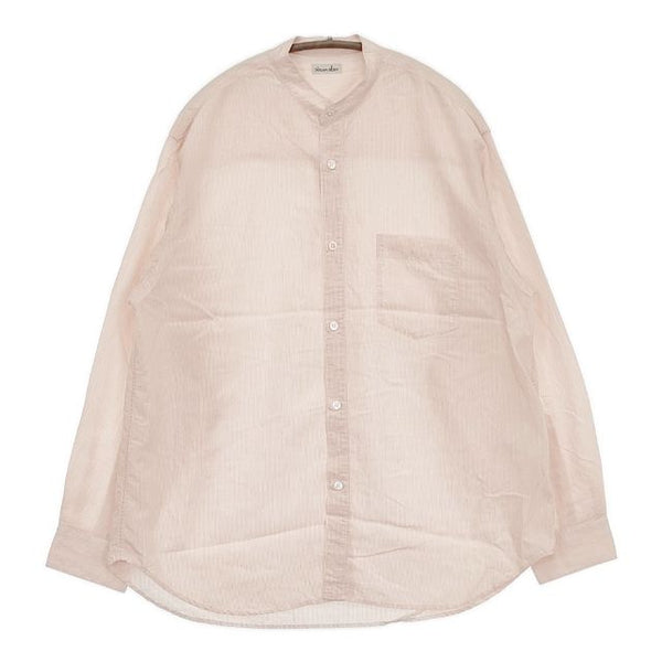 Steven Alan BEL&CO STRIPE BAND COLLAR SHIRT バンドカラー ストライプ  長袖シャツ ピンク メンズ スティーブンアラン【中古】5-0714M∞