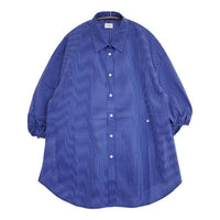 MANOF BALOON SLEEVE SHIRT 定価17600円 86122-4092 サイドスリット ブラウス シャツ 24SS ブルー レディース マノフ【中古】5-0927M∞
