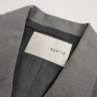 qualite ストレッチ素材 ダブルボタンジャケット 3244-00-80000 テーラードジャケット グレー レディース カリテ【中古】5-0714M∞