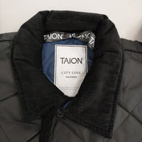TAION 未使用品 シティパイピングカラーロングダウンコート L TAION-109CI-LONG キルティング ブラック ユニセックス タイオン【中古】5-0920T♪