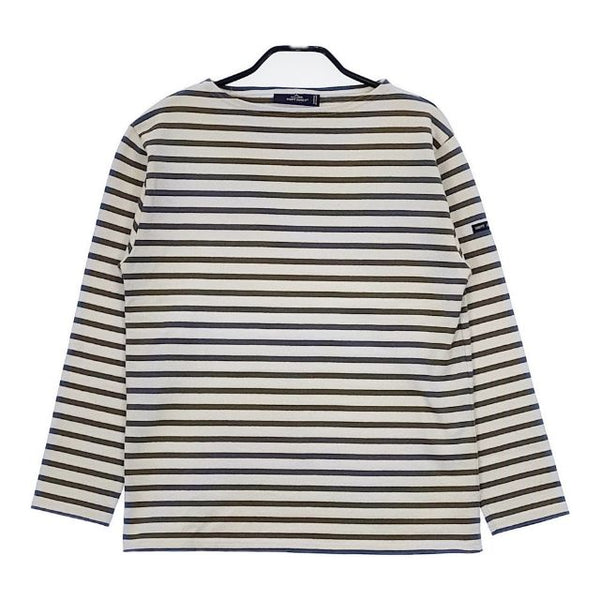 SAINT JAMES ウエッソン T3 ボーダー 長袖Ｔシャツ カットソー ロンＴ オフホワイト ブルー レディース セントジェームス【中古】5-0619M∞
