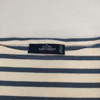 SAINT JAMES ウエッソン T3 ボーダー 長袖Ｔシャツ カットソー ロンＴ オフホワイト ブルー レディース セントジェームス【中古】5-0619M∞