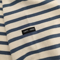 SAINT JAMES ウエッソン T3 ボーダー 長袖Ｔシャツ カットソー ロンＴ オフホワイト ブルー レディース セントジェームス【中古】5-0619M∞