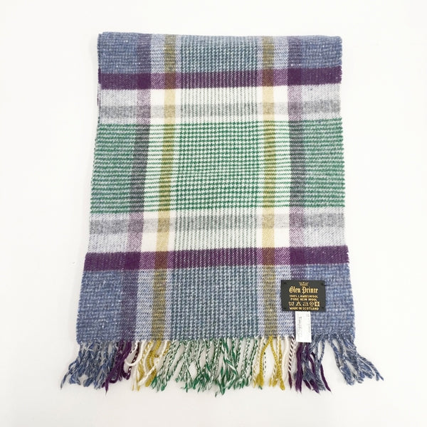 Glen Prince イングランド製 チェック ストール マフラー ホワイト グリーン 多色 レディース グレンプリンス【中古】5-1027T◎