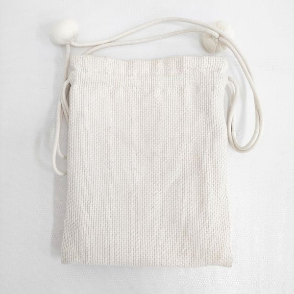 kina キナ pon pon pochette ポンポン ポシェット 巾着バッグ オフホワイト レディース【中古】5-0802G∞