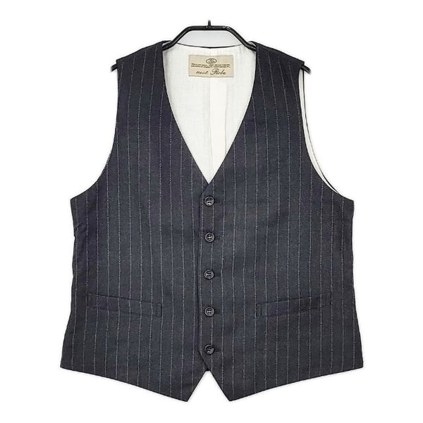 nest Robe 01113-1098 ストライプ ウール ジレ ベスト グレー レディース ネストローブ【中古】5-0921T∞