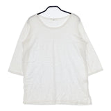 45R/45rpm コットン 切替 七分袖 Ｔシャツ カットソー ホワイト レディース フォーティーファイブアールピーエム【中古】5-0619M∞