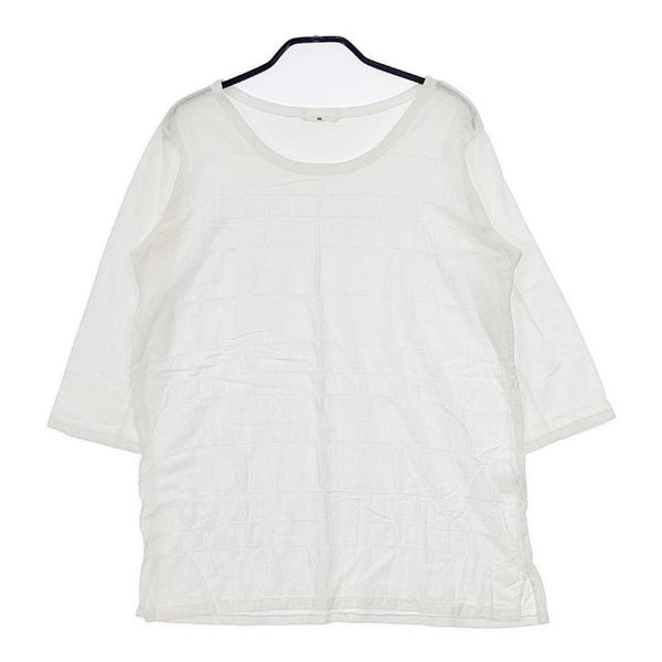 45R/45rpm コットン 切替 七分袖 Ｔシャツ カットソー ホワイト レディース フォーティーファイブアールピーエム【中古】5-0619M∞