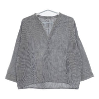 Bisque by nest Robe 03121-3016 ストライプ リネン プルオーバー ブラウス シャツ ホワイト ネイビー レディース ビスク バイ ネストローブ【中古】5-0619M∞