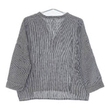 Bisque by nest Robe 03121-3016 ストライプ リネン プルオーバー ブラウス シャツ ホワイト ネイビー レディース ビスク バイ ネストローブ【中古】5-0619M∞