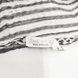 Khadi and Co インド製 ストライプ コットン マフラー ストール ホワイト ブラック レディース カディ アンド コー【中古】5-0605M◎