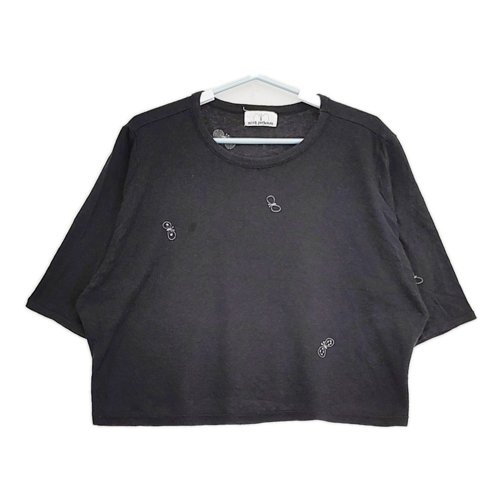 mina perhonen choucho sa8707 七分袖 Tシャツ 刺繍 コットン