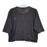 mina perhonen choucho sa8707 七分袖 Tシャツ 刺繍 コットン カットソー ブラック レディース ミナペルホネン【中古】5-0617S△