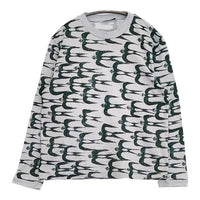 mina perhonen hello swallow aas8013us サイズM 長袖Ｔシャツ カットソー ロンＴ グリーン グレー系 レディース ミナペルホネン【中古】5-0927M∞