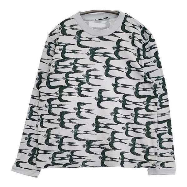 mina perhonen hello swallow aas8013us サイズM 長袖Ｔシャツ カットソー ロンＴ グリーン グレー系 レディース ミナペルホネン【中古】5-0927M∞