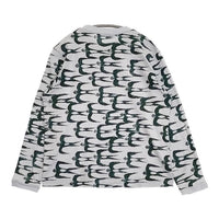 mina perhonen hello swallow aas8013us サイズM 長袖Ｔシャツ カットソー ロンＴ グリーン グレー系 レディース ミナペルホネン【中古】5-0927M∞