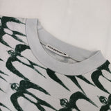 mina perhonen hello swallow aas8013us サイズM 長袖Ｔシャツ カットソー ロンＴ グリーン グレー系 レディース ミナペルホネン【中古】5-0927M∞