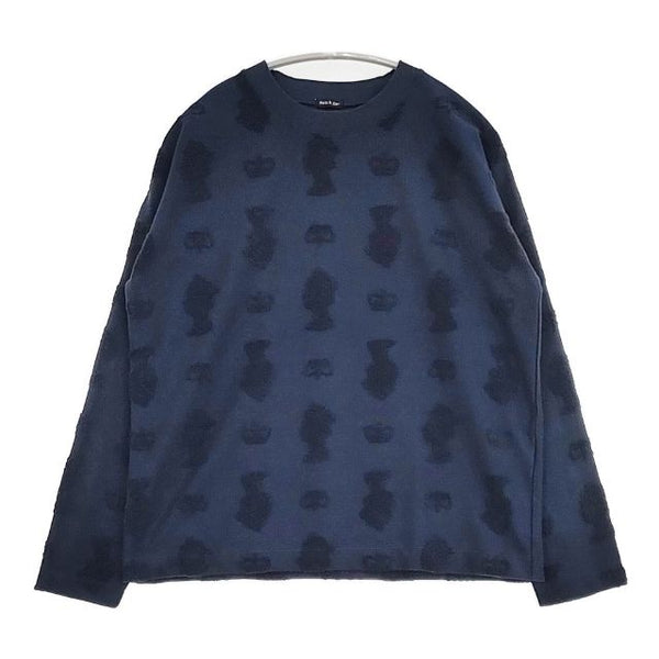 R&D.M.Co- J.Q.E JACQUARD QUEEN ELIZABETH 長袖Ｔシャツ カットソー ロンＴ ネイビー レディース オールドマンズテーラー【中古】5-0911M∞
