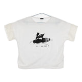 SI-HO SUP プリント フリル袖 スパンコール ビーズ ラメ 蜂 SC-515 半袖Ｔシャツ カットソー ホワイト ブラック レディース シーホースプ【中古】5-0617S△