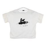 SI-HO SUP プリント フリル袖 スパンコール ビーズ ラメ 蜂 SC-515 半袖Ｔシャツ カットソー ホワイト ブラック レディース シーホースプ【中古】5-0617S△