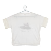 SI-HO SUP プリント フリル袖 スパンコール ビーズ ラメ 蜂 SC-515 半袖Ｔシャツ カットソー ホワイト ブラック レディース シーホースプ【中古】5-0617S△