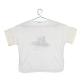 SI-HO SUP プリント フリル袖 スパンコール ビーズ ラメ 蜂 SC-515 半袖Ｔシャツ カットソー ホワイト ブラック レディース シーホースプ【中古】5-0617S△
