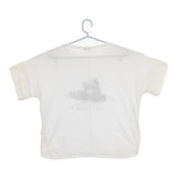 SI-HO SUP プリント フリル袖 スパンコール ビーズ ラメ 蜂 SC-515 半袖Ｔシャツ カットソー ホワイト ブラック レディース シーホースプ【中古】5-0617S△