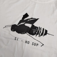 SI-HO SUP プリント フリル袖 スパンコール ビーズ ラメ 蜂 SC-515 半袖Ｔシャツ カットソー ホワイト ブラック レディース シーホースプ【中古】5-0617S△