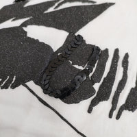 SI-HO SUP プリント フリル袖 スパンコール ビーズ ラメ 蜂 SC-515 半袖Ｔシャツ カットソー ホワイト ブラック レディース シーホースプ【中古】5-0617S△