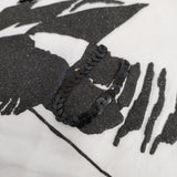 SI-HO SUP プリント フリル袖 スパンコール ビーズ ラメ 蜂 SC-515 半袖Ｔシャツ カットソー ホワイト ブラック レディース シーホースプ【中古】5-0617S△