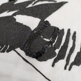 SI-HO SUP プリント フリル袖 スパンコール ビーズ ラメ 蜂 SC-515 半袖Ｔシャツ カットソー ホワイト ブラック レディース シーホースプ【中古】5-0617S△