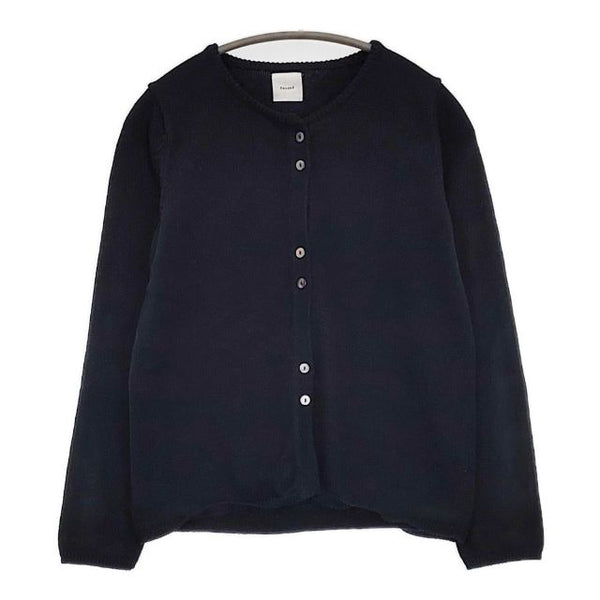 Gauze# クルーネック コットン カーディガン ネイビー レディース ガーゼ【中古】5-0911M∞