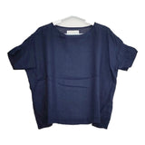 NATURAL LAUNDRY ボートネック リネン 麻100％ 753T-03 ブラウス シャツ ネイビー レディース ナチュラルランドリー【中古】5-0617S△