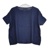 NATURAL LAUNDRY ボートネック リネン 麻100％ 753T-03 ブラウス シャツ ネイビー レディース ナチュラルランドリー【中古】5-0617S△