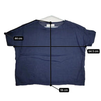 NATURAL LAUNDRY ボートネック リネン 麻100％ 753T-03 ブラウス シャツ ネイビー レディース ナチュラルランドリー【中古】5-0617S△