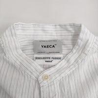 YAECA 94109 ボタニカルダイストライプスタンドカラーシャツ サイズM 定価29700円 長袖シャツ ホワイト ブルー レディース ヤエカ【中古】5-0805M♪
