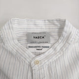 YAECA 94109 ボタニカルダイストライプスタンドカラーシャツ サイズM 定価29700円 長袖シャツ ホワイト ブルー レディース ヤエカ【中古】5-0805M♪