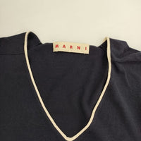 MARNI コットン Vネック イタリア製 ニット ネイビー レディース マルニ【中古】5-0921M∞